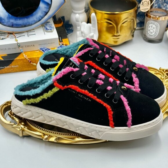 🆕 KURT GEIGER LONDON 🧿 NWOT Kensington Cupsole Mule Sneaker, Black Multi - 38 - Picture 4 of 13